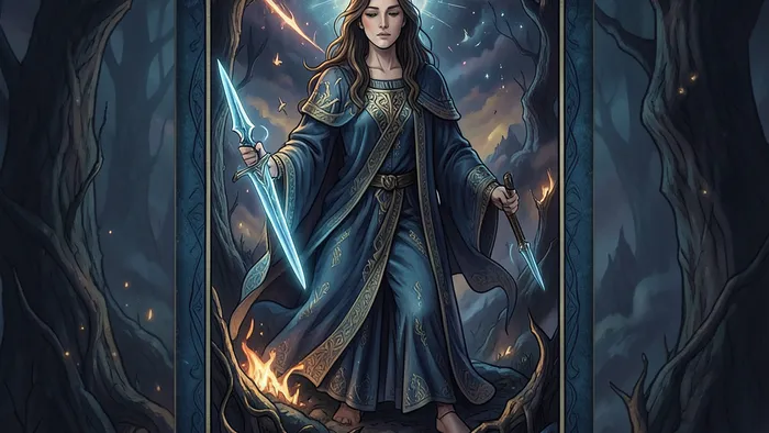 Расклад Таро Звезда на онкологию — схематичное изображение шести карт в форме звезды на фоне ночного неба