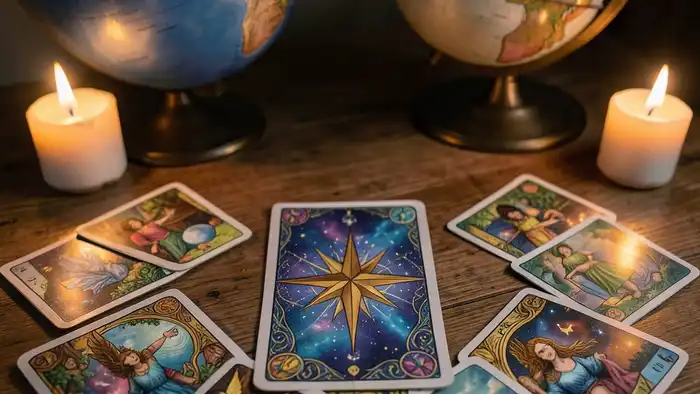 Расклад Таро «звезда» на переезд за границу, карта Звезда в центре, символика путешествия