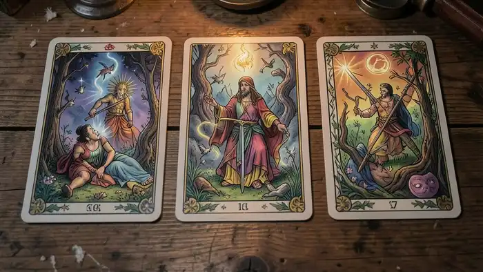 расклад цепочка иллюстрация расклада Таро в виде цепочки карт