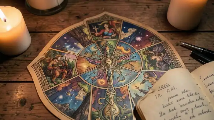 расклад таро курс изображение расклада на столе с свечами