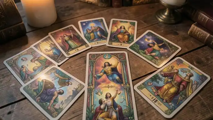 расклад третьим лицам — мистический набор карт Таро на столе