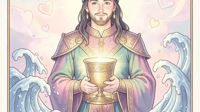 Рыцарь Кубков на любовь таро — карта таро с чашей и волнами