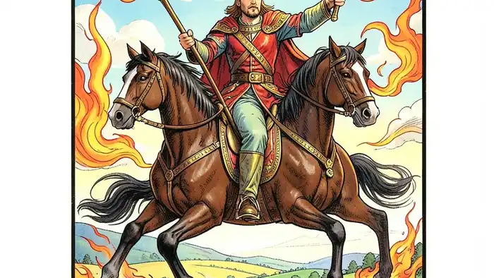 Рыцарь Жезлов карта Таро, яркая иллюстрация