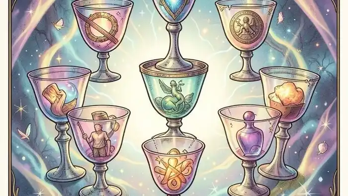 Семерка Кубков сочетание таро иллюстрация карты