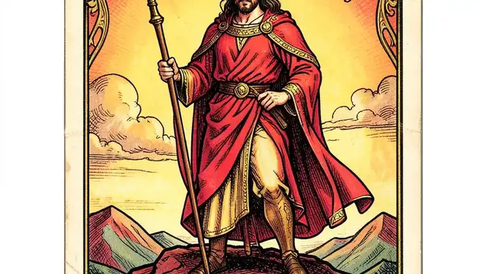 Семерка Жезлов изображение карты Таро