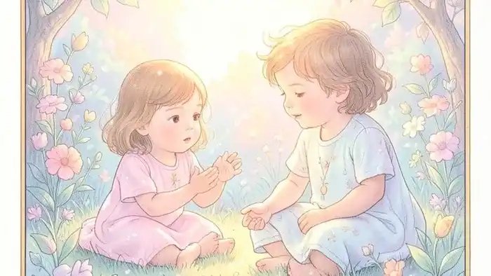 Шестерка Кубков на здоровье таро — изображение детей в саду, символизирующее исцеление