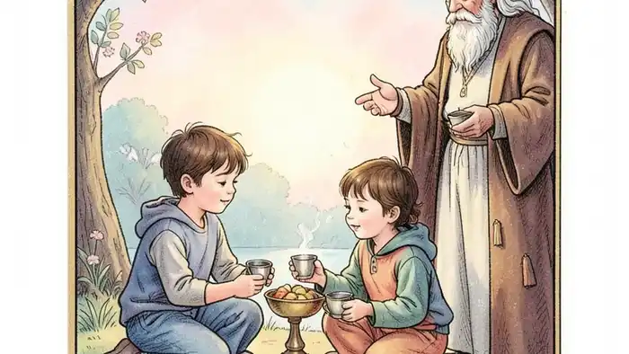 Шестерка Кубков Таро — изображение детей, играющих с кубками, символ ностальгии