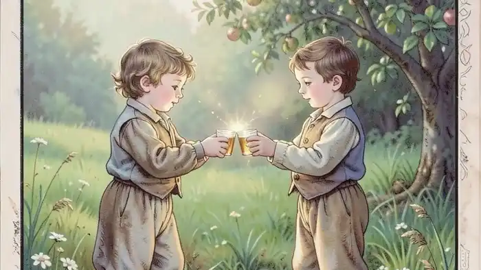 Шестерка Кубков в раскладе таро — изображение двух детей, обменивающихся кубками, символизирующих детскую чистоту и эмоциональное наследие