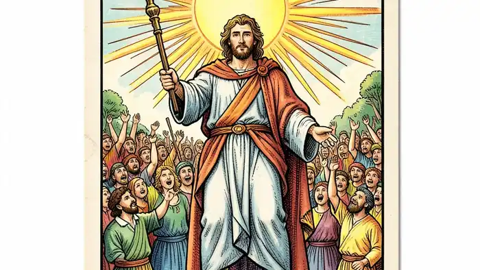 Шестерка Жезлов мысли таро иллюстрация