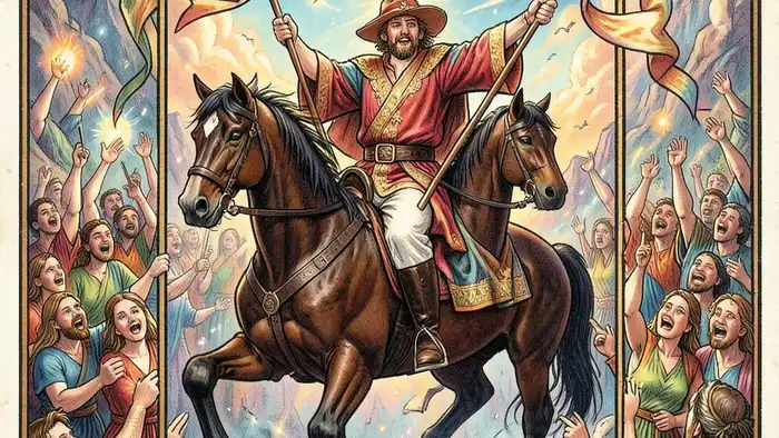 Шестерка Жезлов карта Таро – победа и признание