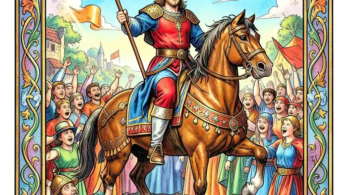 Шестерка Жезлов Таро изображение победного всадника