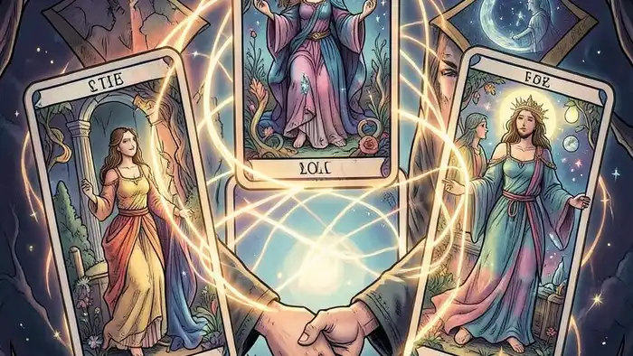 Сила в отношениях таро — иллюстрация карт Таро, символизирующая связь и энергию в парных отношениях