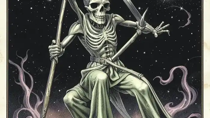 Смерть карта года таро — изображение скелета с мечом, символ трансформации