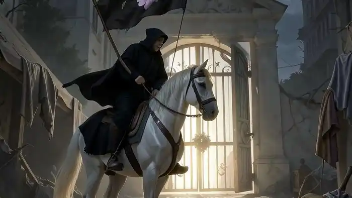 Смерть предостережение таро — всадник с флагом цветка, символ трансформации и внутренней перезагрузки