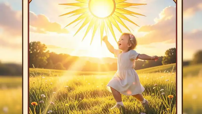 Солнце Таро — яркая карта с ребёнком под солнцем