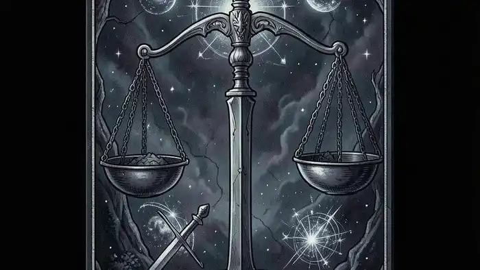 Справедливость таро изображение карты с весами и мечом