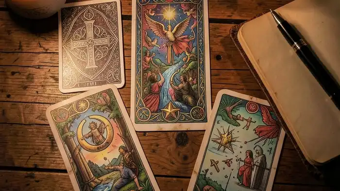 тестирование нового расклада изображение расклада Таро на столе