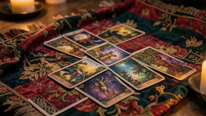 ткань для расклада на столе с картами Таро
