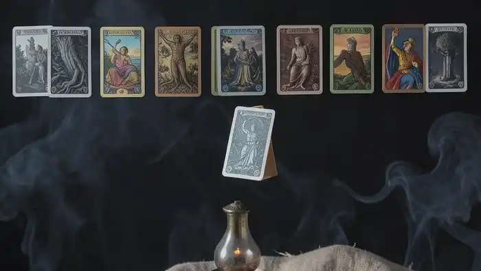 только старшие арканы расклад — 22 карты Мажор Арканов, рассыпанные по линии, символизирующие путь души