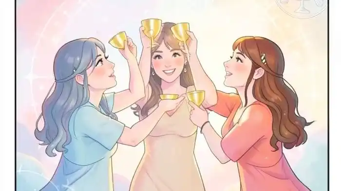 Тройка Кубков — карта таро с тремя поднимающими кубки женщинами