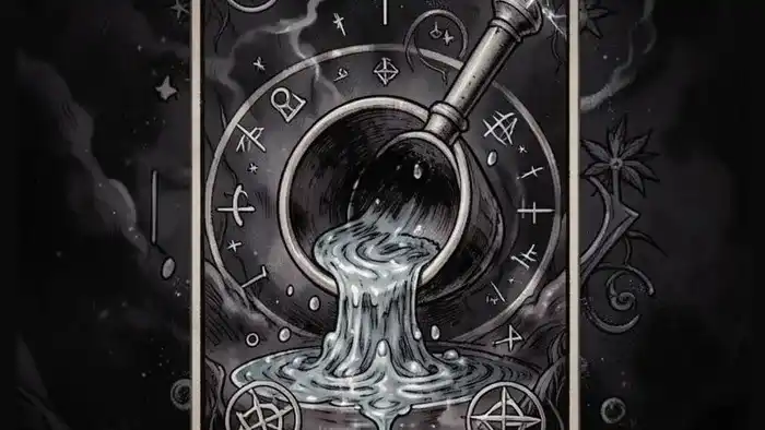 Туз Кубков перевернутая таро – изображение карты с падающей водой