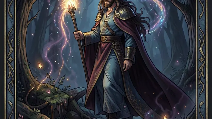 Туз Кубков Таро — магическая чаша, из которой льются потоки светящейся воды на фоне облаков и лотосов