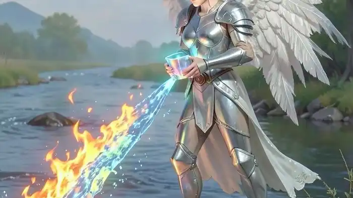 Умеренность архетип таро — ангел, соединяющий огонь и воду в потоке трансформации