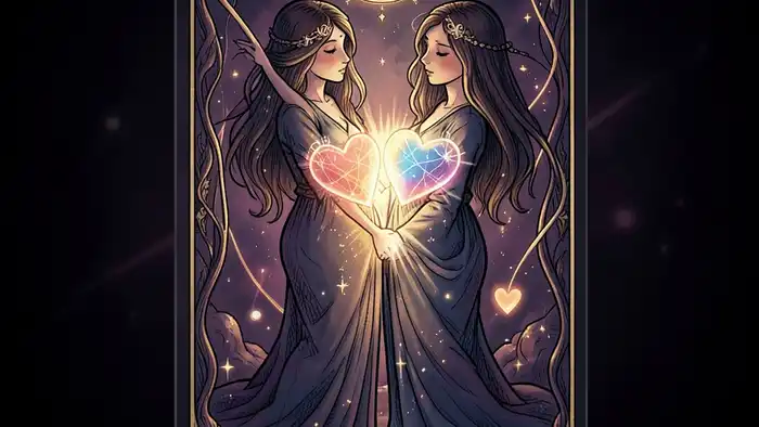 Влюбленные чувства таро — изображение карты Влюбленные