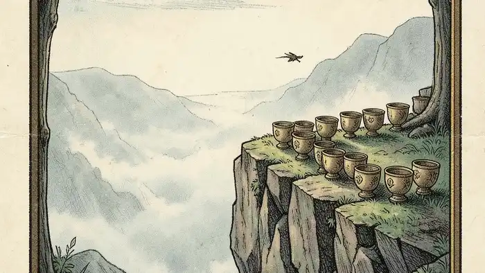 Восьмерка Кубков чувства таро — изображение ухода от восьми кубков