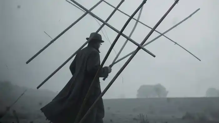 Восьмерка Жезлов таро — восемь жезлов, движущихся вперёд, человек идёт за ними, но цель не видна