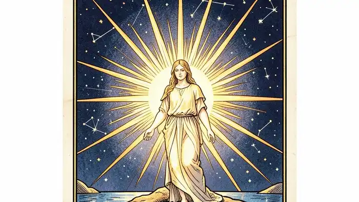 Звезда в работе таро — изображение карты с яркой фигурой у воды